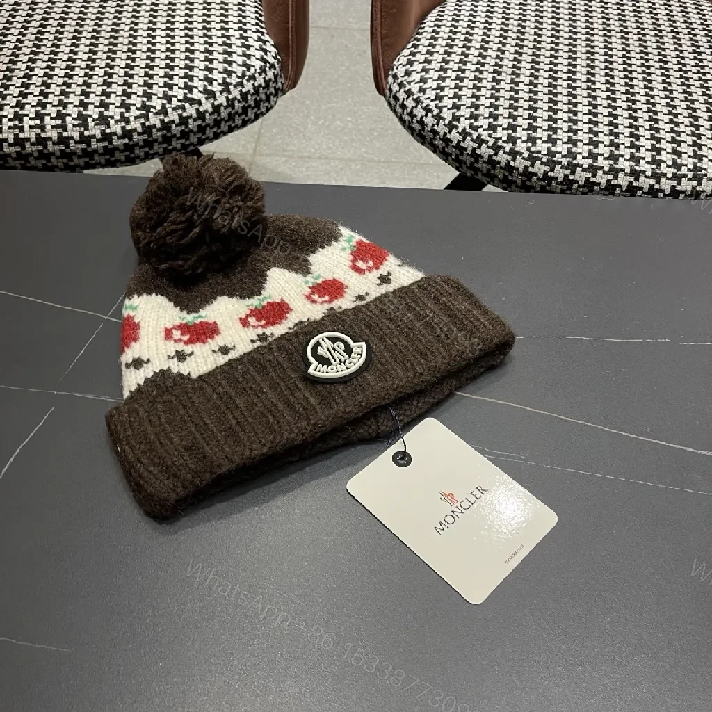 View 6 of Cozy Wool-Blend Pom Beanie with Crest Patch