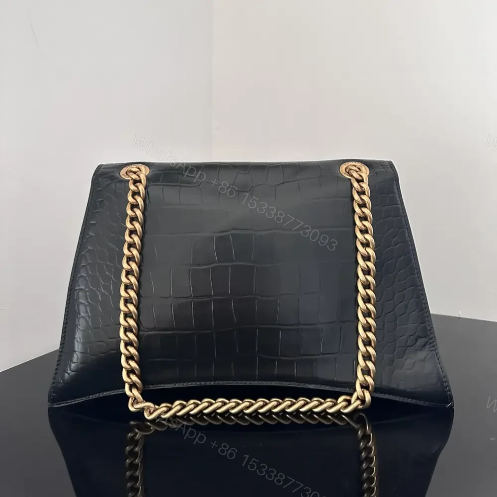View 2 of 高仿Balenciaga*Crush系列鱷魚皮沙漏包黑色M