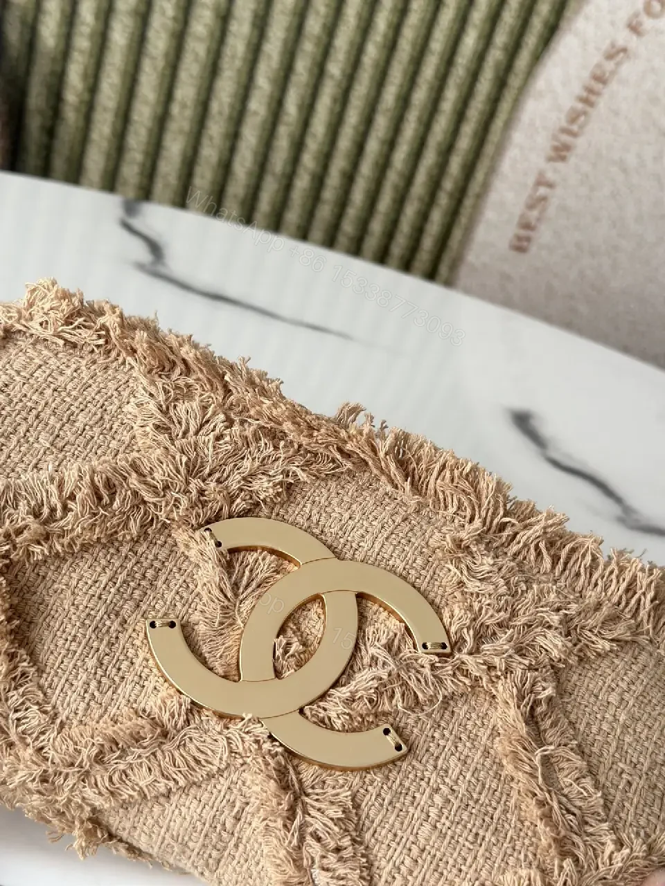 View 8 of Textured Mini Bag: Frayed Jacquard, Nude-Beige, Couture-Inspired Style, Crossbody Ready