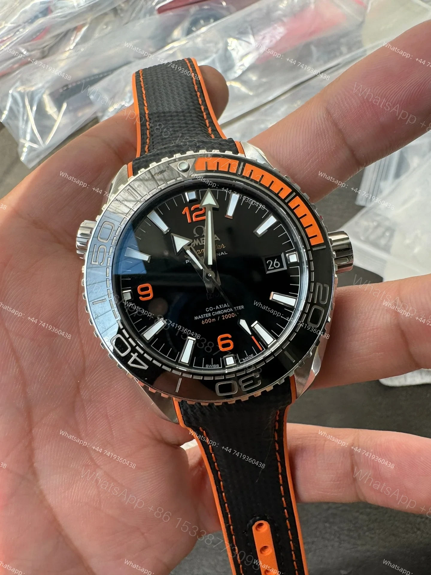 View 2 of Omega Super Clone Seamaster Planet Ocean 600M 215.30.44.21.01.002 43.5mm Black Ceramic Dial Rubber Strap