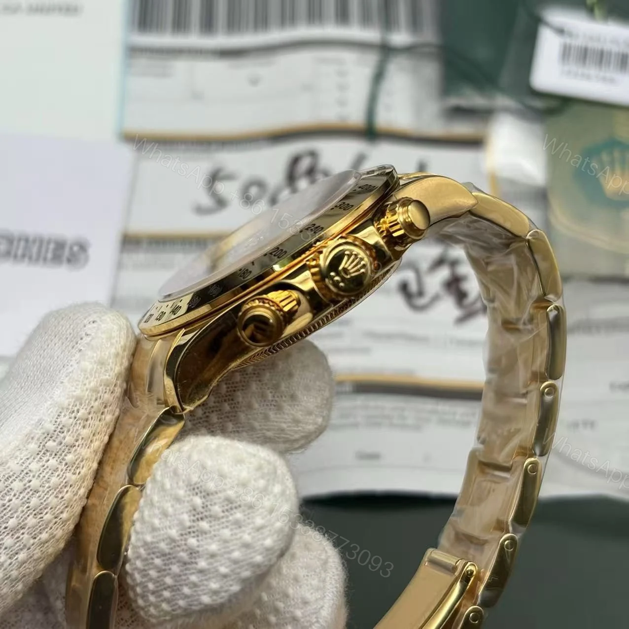 View 8 of Super Clone Rolex Daytona Gold with Blue Dial 116528 Replica
