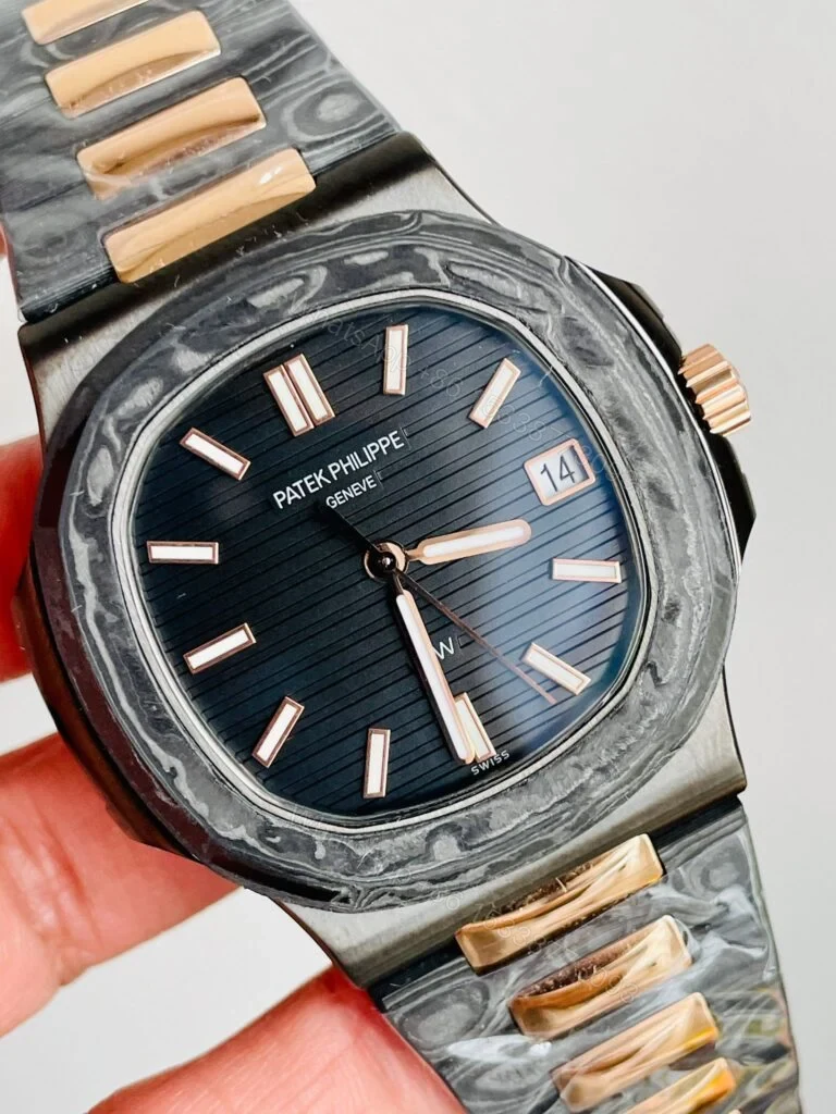 View 4 of Replica Patek Philippe Nautilus DiW Carbon Black Dial