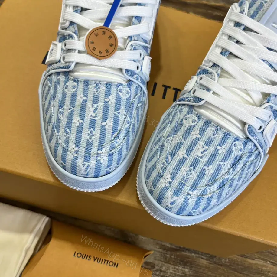 View 3 of LOUIS VUITTON TRAINER SNEAKERS BLUE MONOGRAM TEXTILE – LSVT346