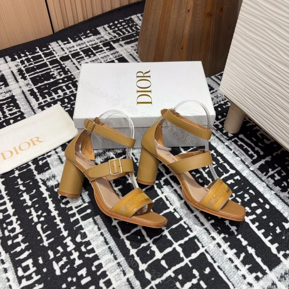 View 8 of 高仿Dior*Dway3系列KDO184高跟刺繡涼鞋棕色免檢版