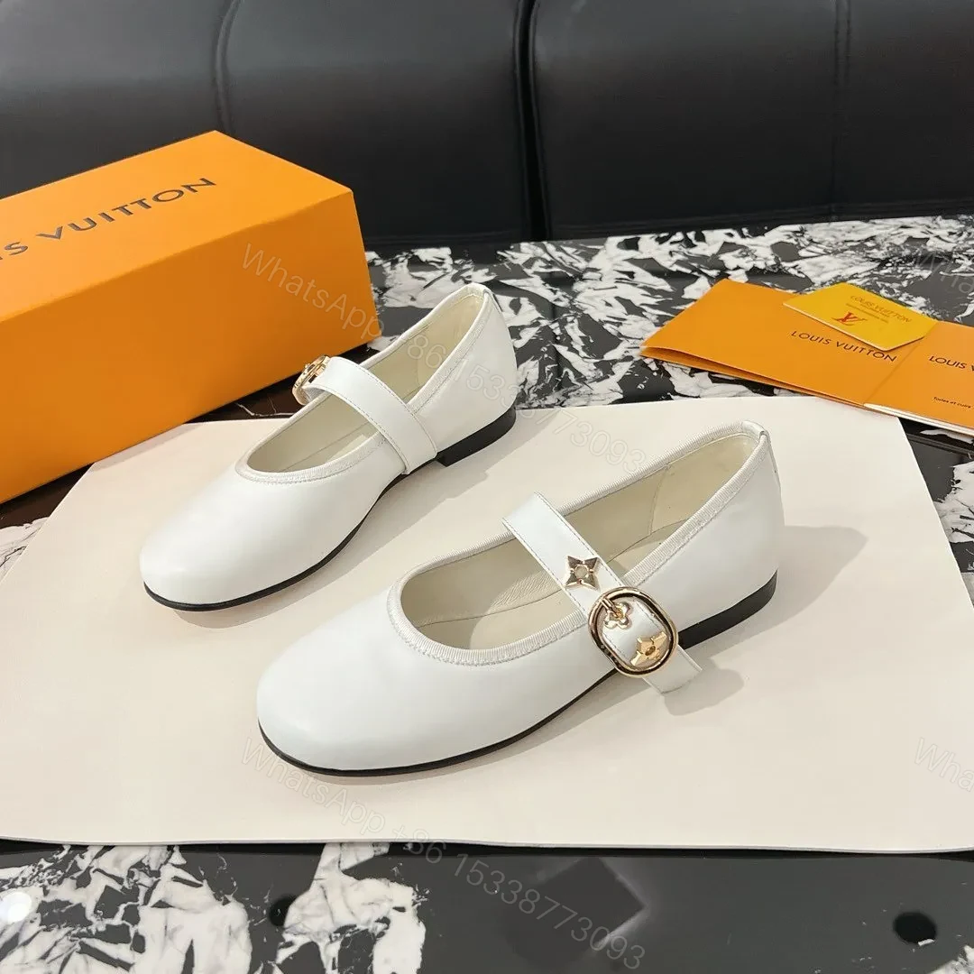 View 5 of LV Women White Leather Mary Jane Loafers