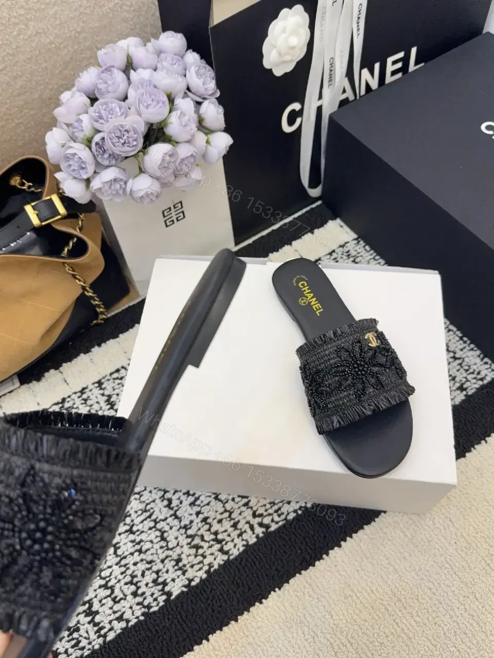View 5 of Knit-Detail Slide Sandals – Luxe Comfort, Everyday Wear