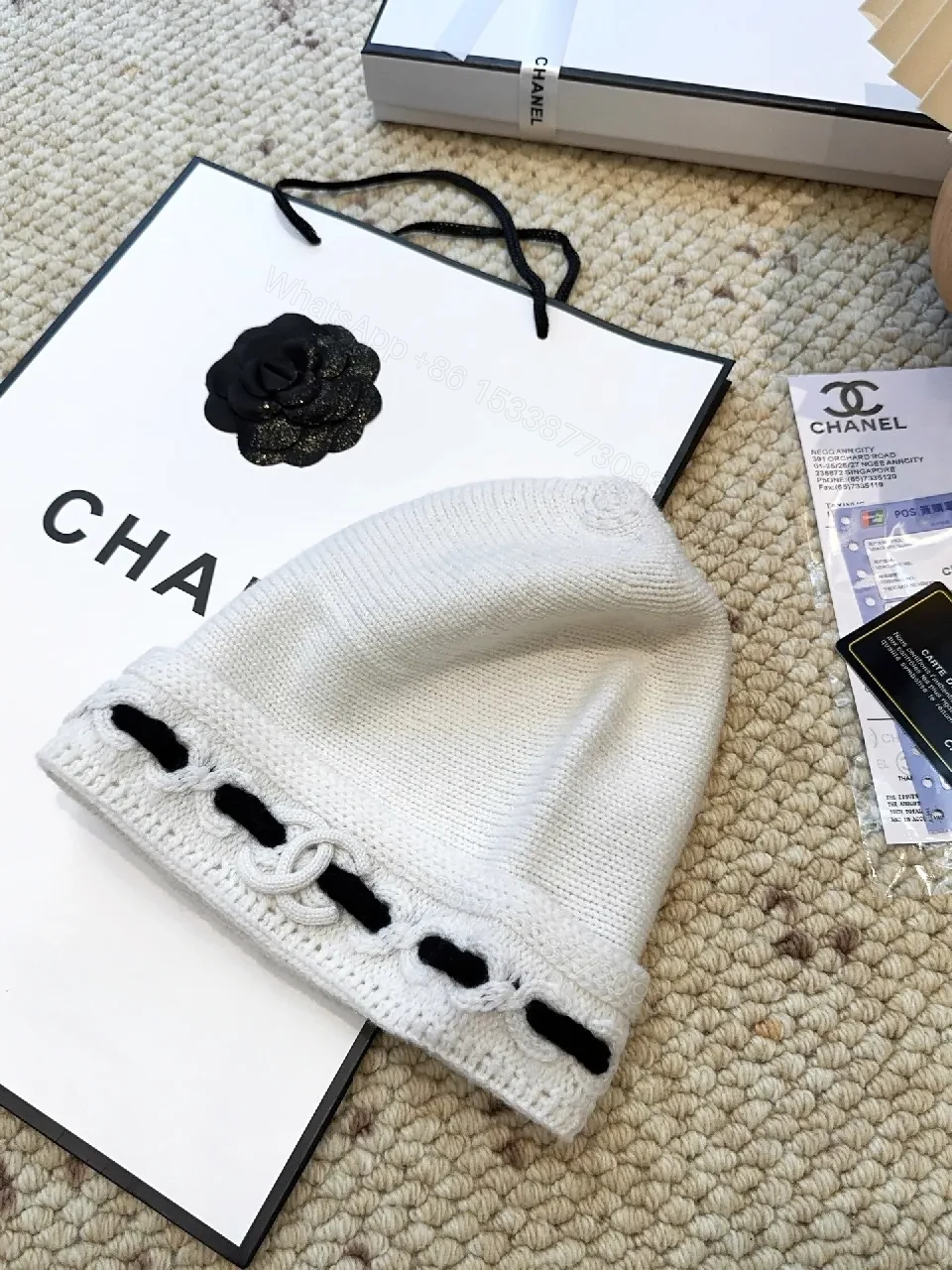 View 6 of Chic Knit Set: White with Black Stitch, Cozy Luxe