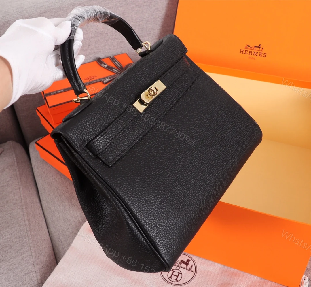 View 5 of HERMES KELLY BLACK SELLIER ROUGE EPSOM GOLD HARDWARE 32CM