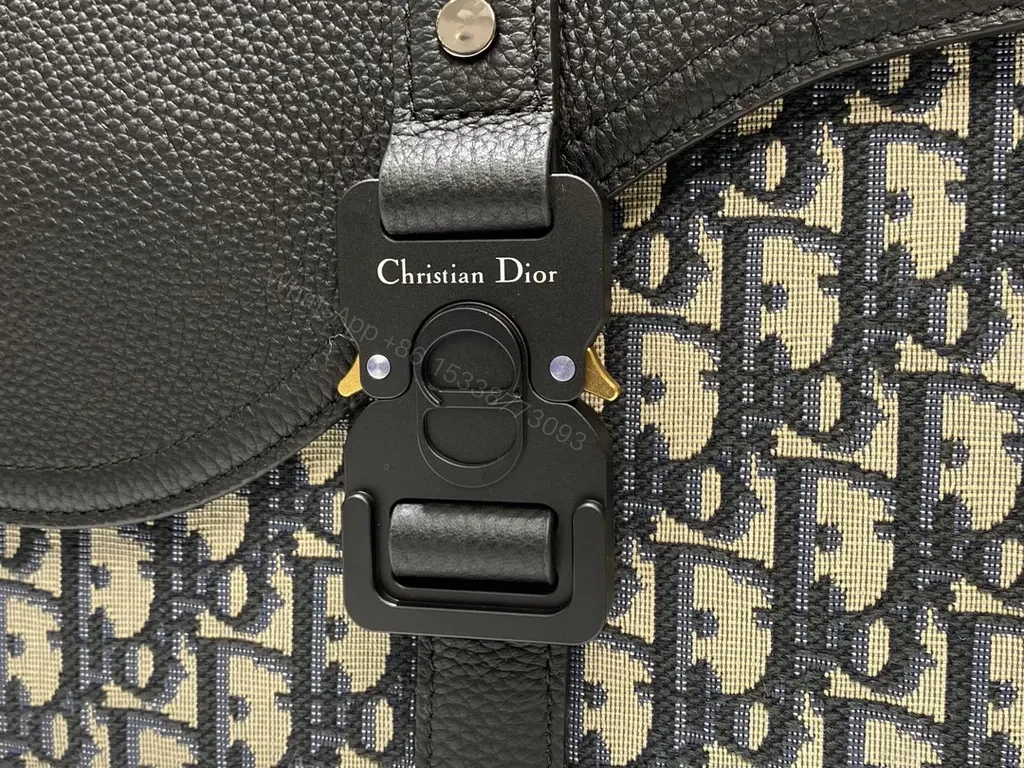 View 8 of Compact Leather-Trim Messenger: Dior-Inspired Pattern, Everyday Luxury