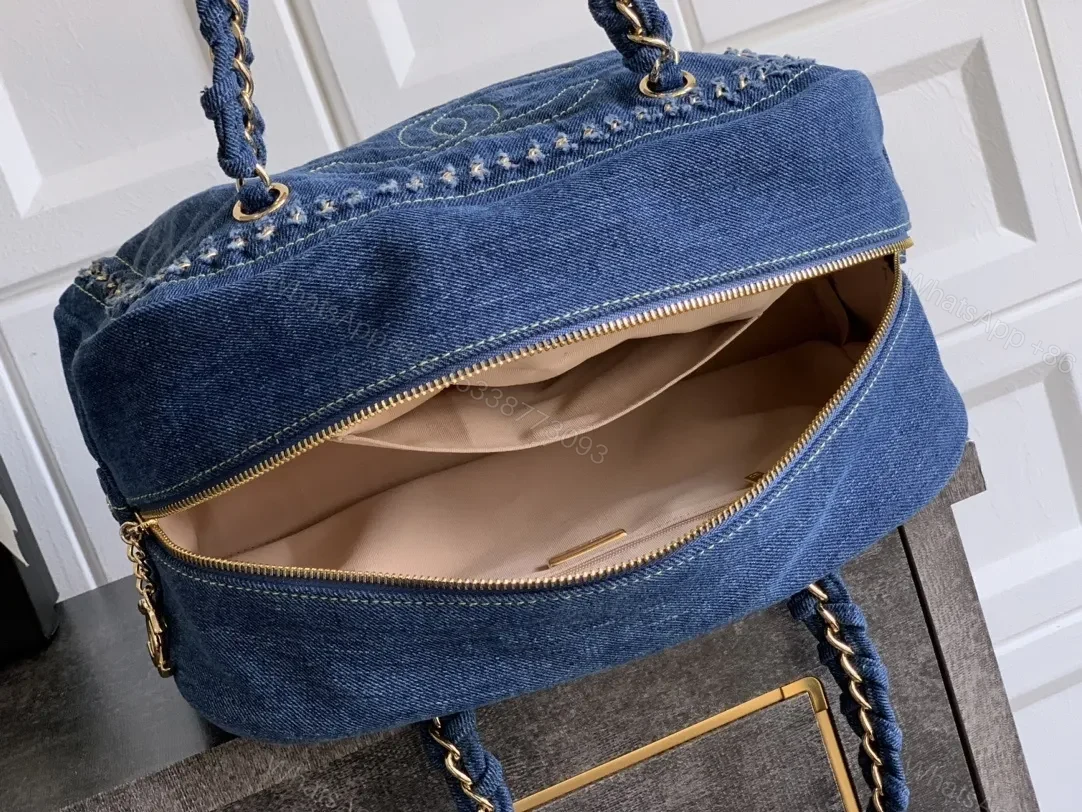 View 6 of Denim Mini Bag + Chain Handle + Structured + Couture Vibe + Bag
