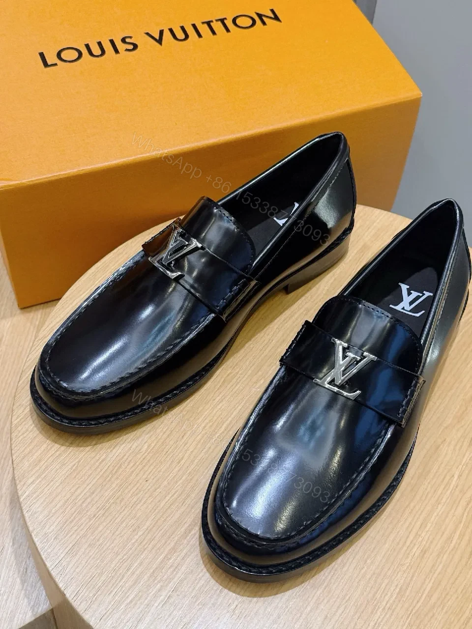 View 3 of Polished Leather Loafers with LV Hardware: Sleek, All-Day Elevation