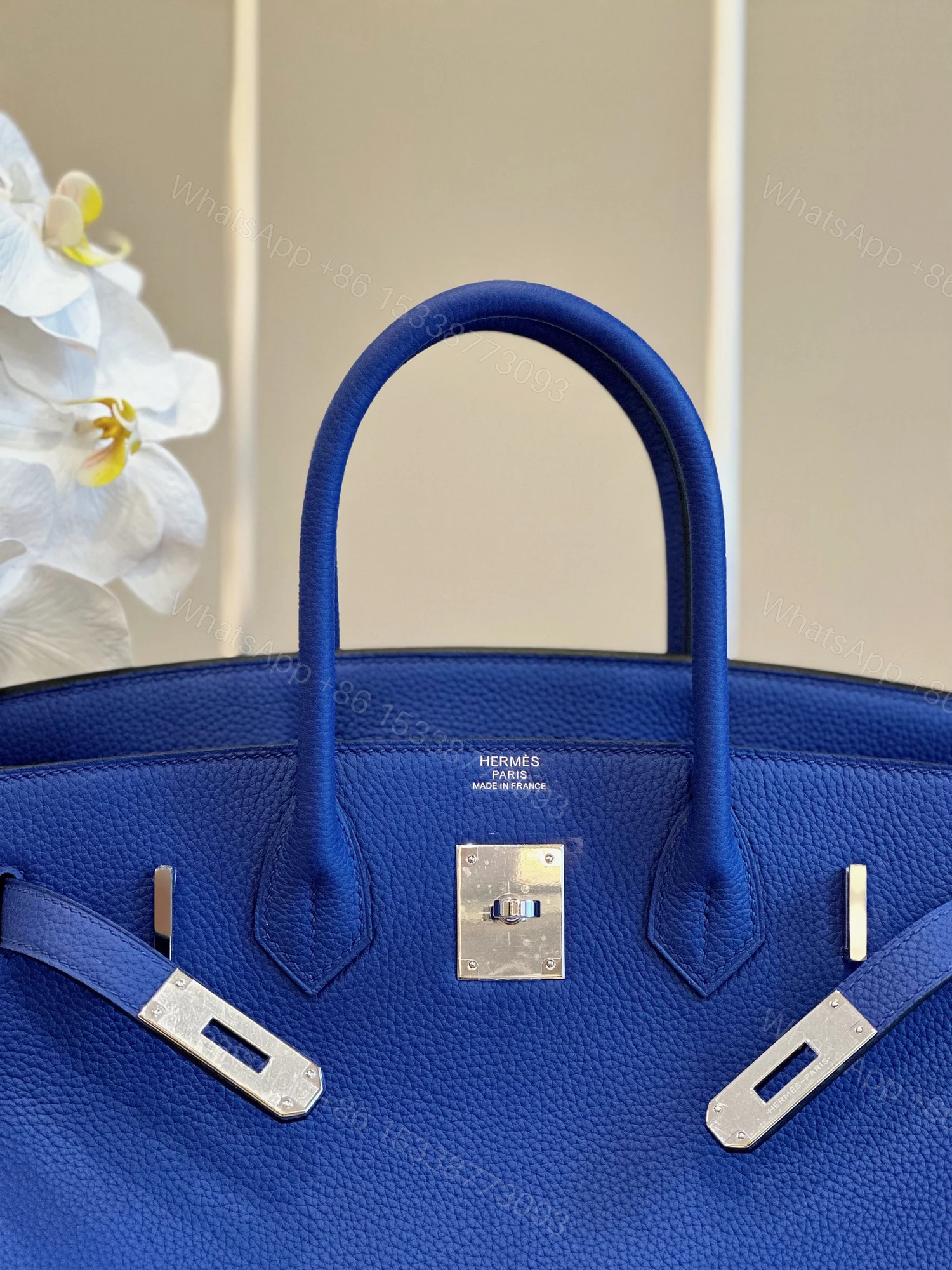 View 8 of Hermès Birkin 30 Electrique Blue Palladium Hardware