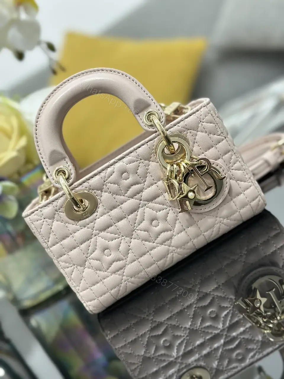View 8 of Pastel Quilted Mini Bag with Gold Hardware, Structured Chic