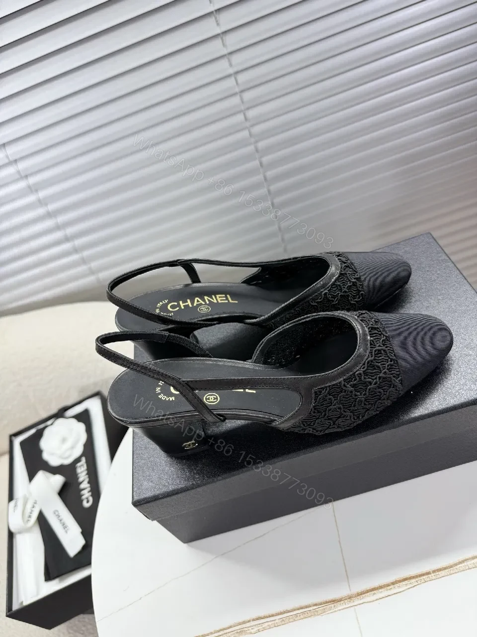 View 4 of Sleek Knit Slip-On Heels: Textured Comfort, Black Dress Heel