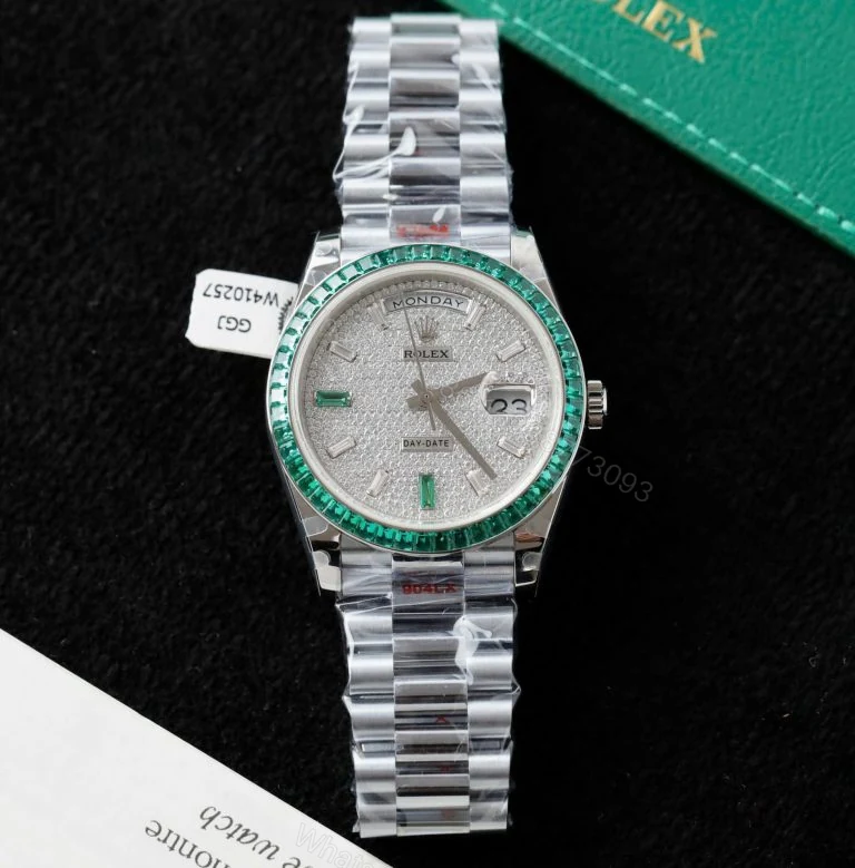 Day-Date 40mm Super Clone Custom Moissanite Diamonds + Sapphire Baguette Men’s Watch — view 1