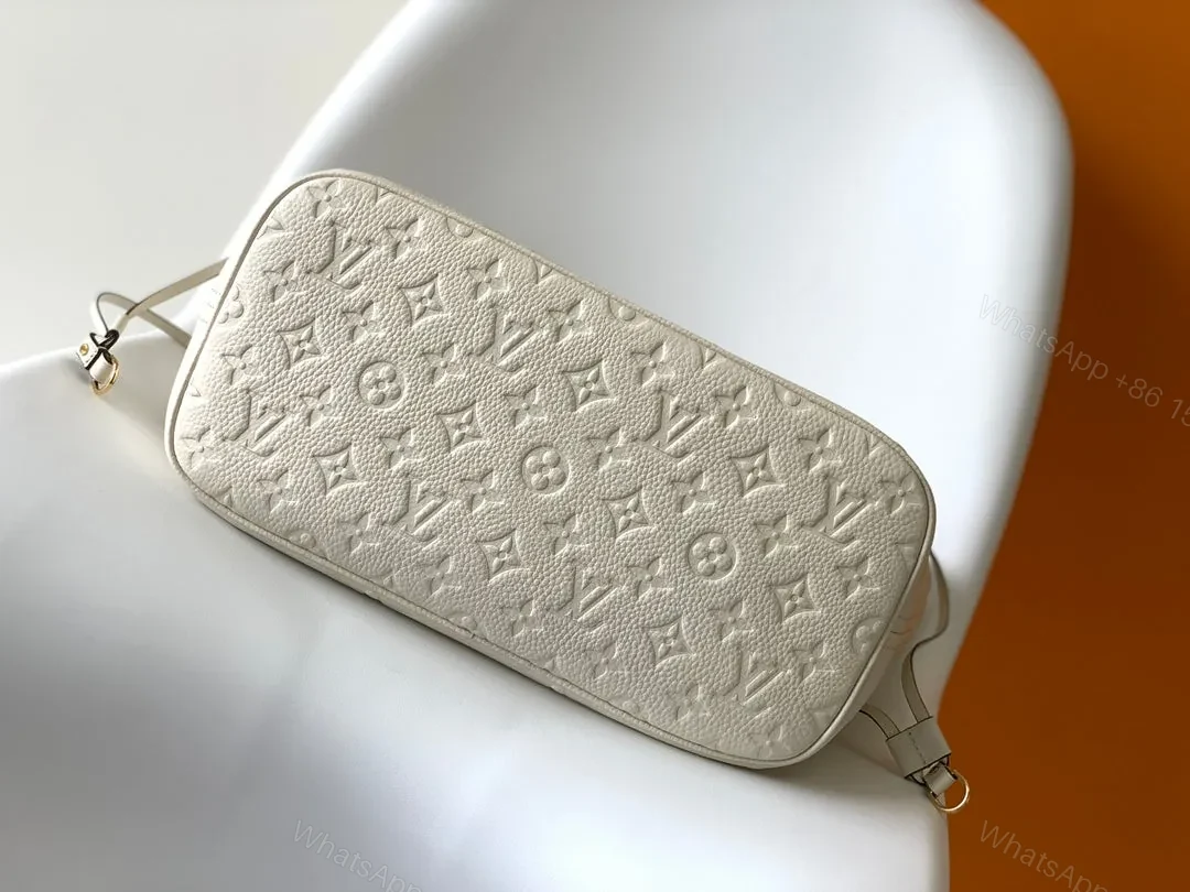 View 3 of LV NEVERFULL MM WHITE MONOGRAM EMPREINTE LEATHER