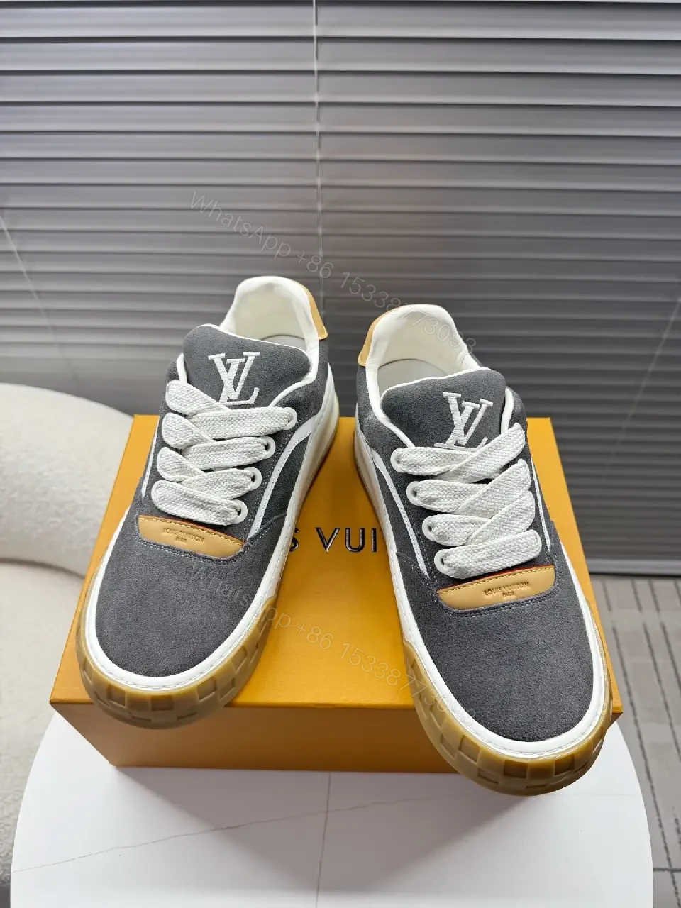 View 7 of Chunky Suede Street-Chic Sneakers: Bold Monogram Detail