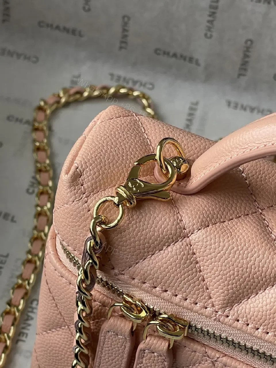 View 9 of Pearl Pink Quilted Chain Bag: Everyday Luxury