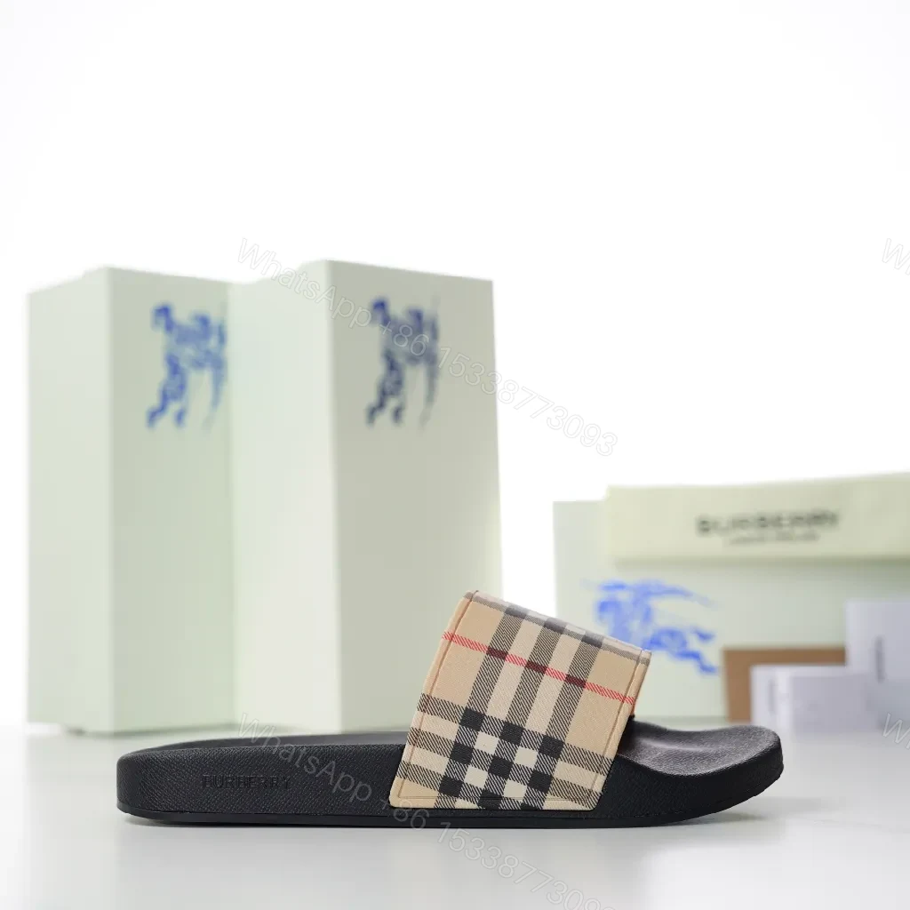 View 6 of Patterned Plaid Slide Sandals: Luxe Everyday Comfort