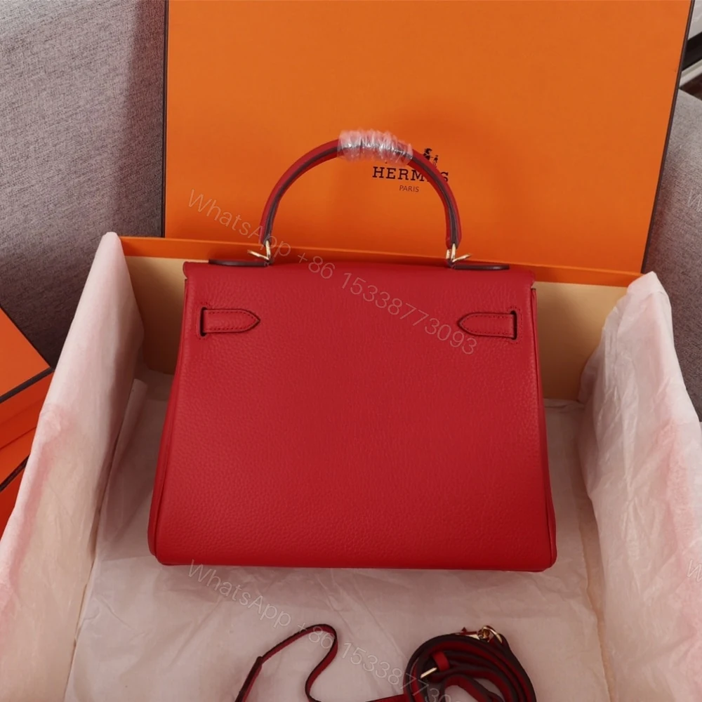 View 7 of Hermes Kelly 25 Togo Handbag Rouge Casaque 25Cm