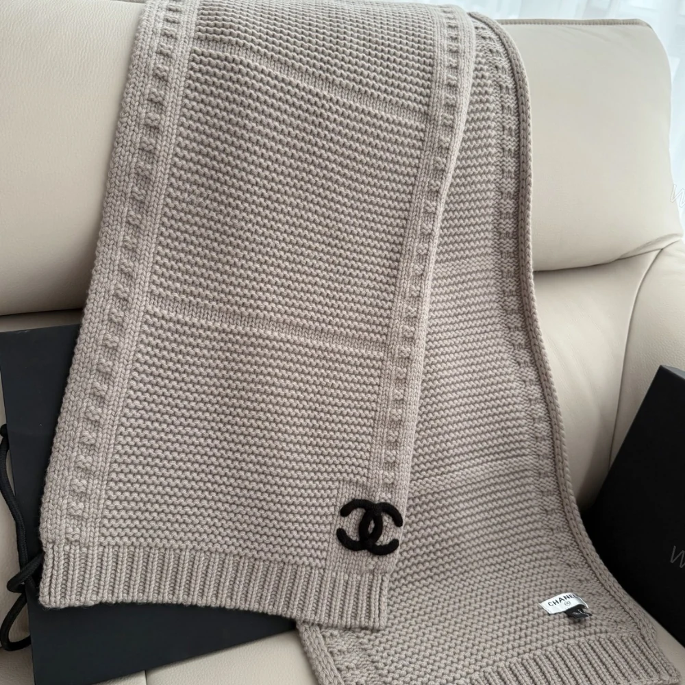 View 2 of Chanel Cashmere Knit Scarve Beige