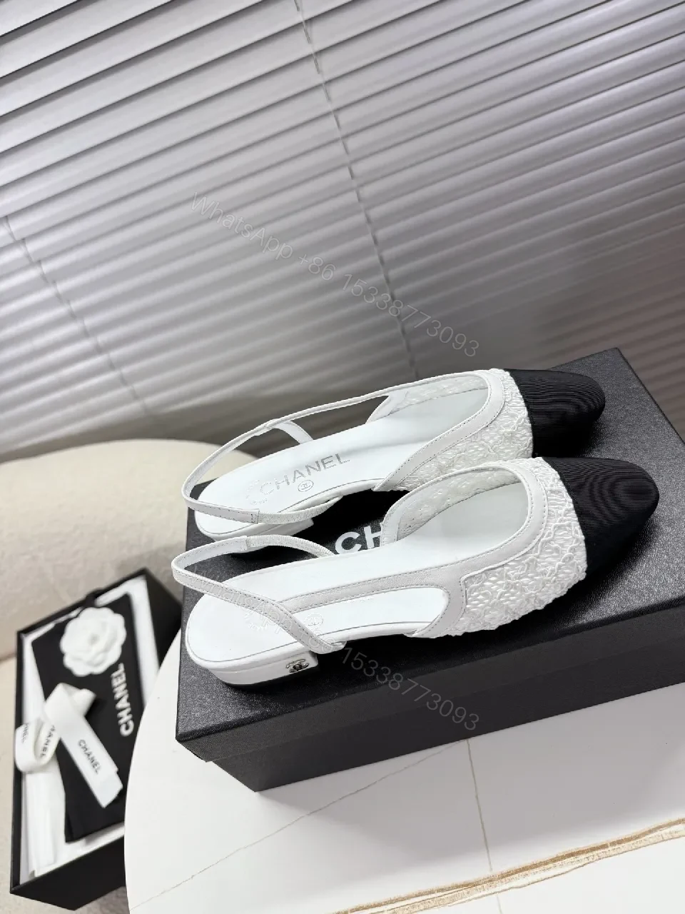 View 5 of Textured Lace Slingback Flats: Luxe Comfort Duo-Tone