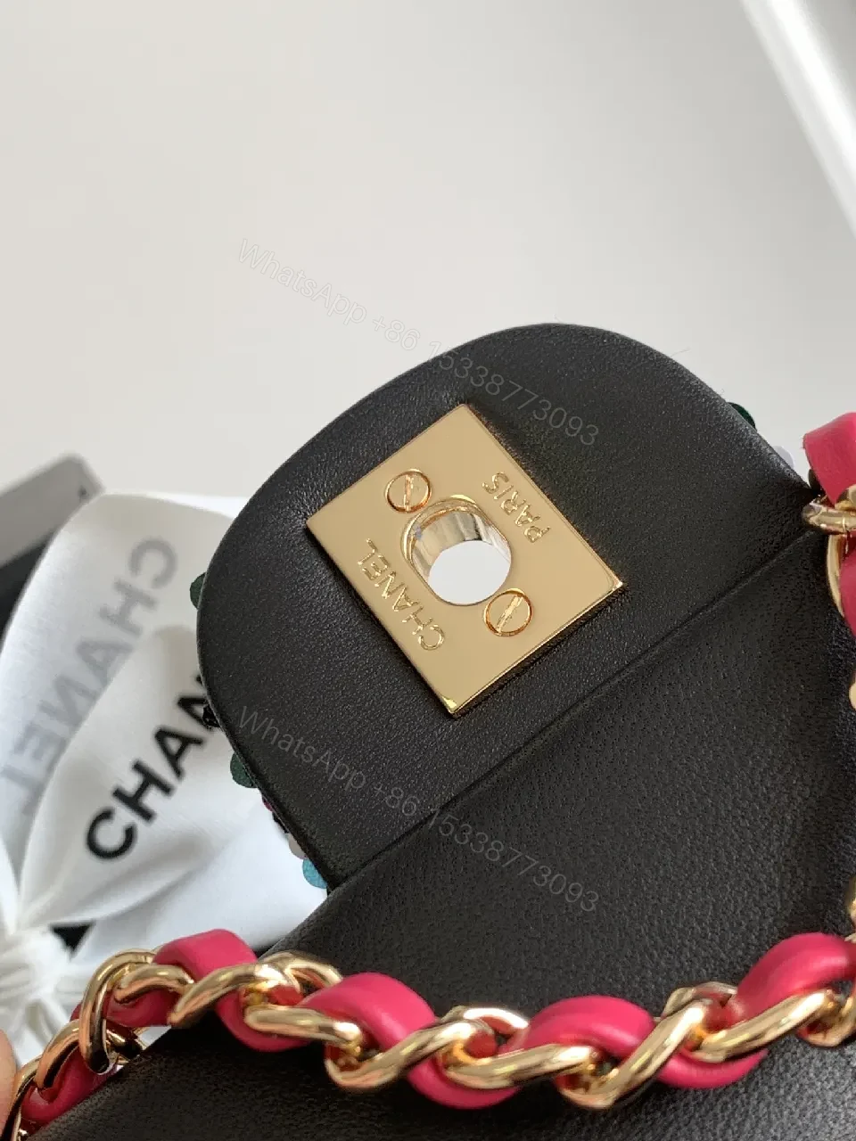 View 5 of Colorful Tweed Crossbody Bag: Compact Luxury in Striped Style