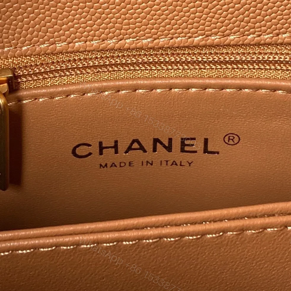 View 5 of Chanel Coco Brown Leather With Lock Gold Handbags 24cm