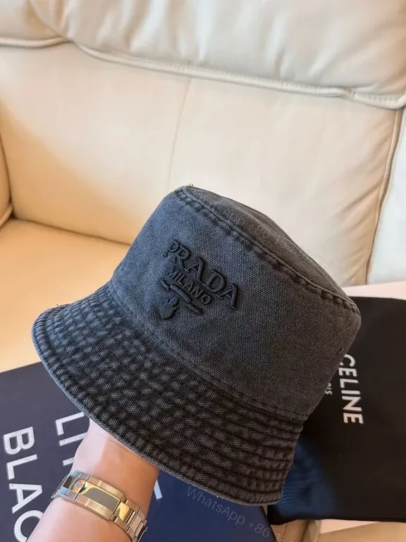 View 7 of Prada Milano-Accent Bucket Hat â€” Textured Luxury Comfort