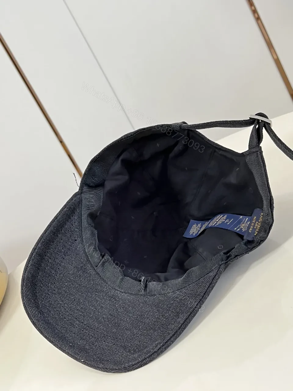 View 4 of Denim Cap with Multicolor Monogram Accent, Unisex
