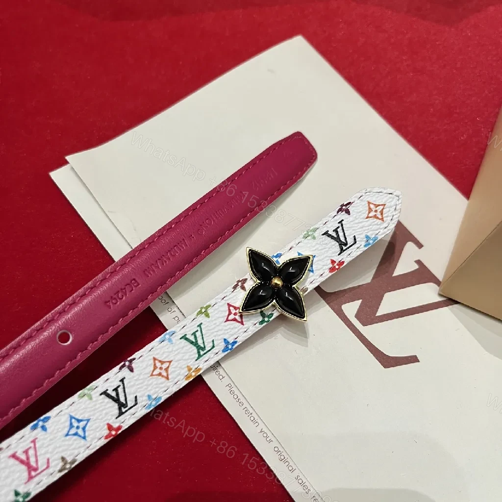 View 9 of Colorful Monogram Belt with Fleur-de-Lis Clasp, Luxe Contrast
