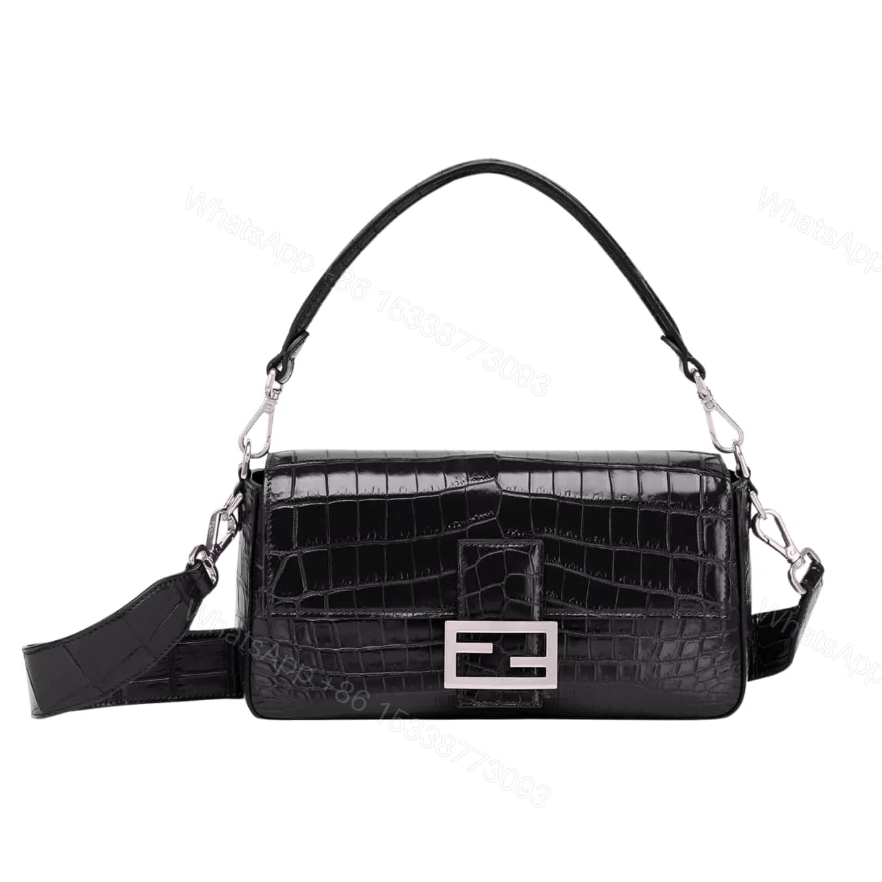 FENDI BAGUETTE WITH FF CLASP BLACK 18CM 8BR600ANWRF1CFJ — view 1