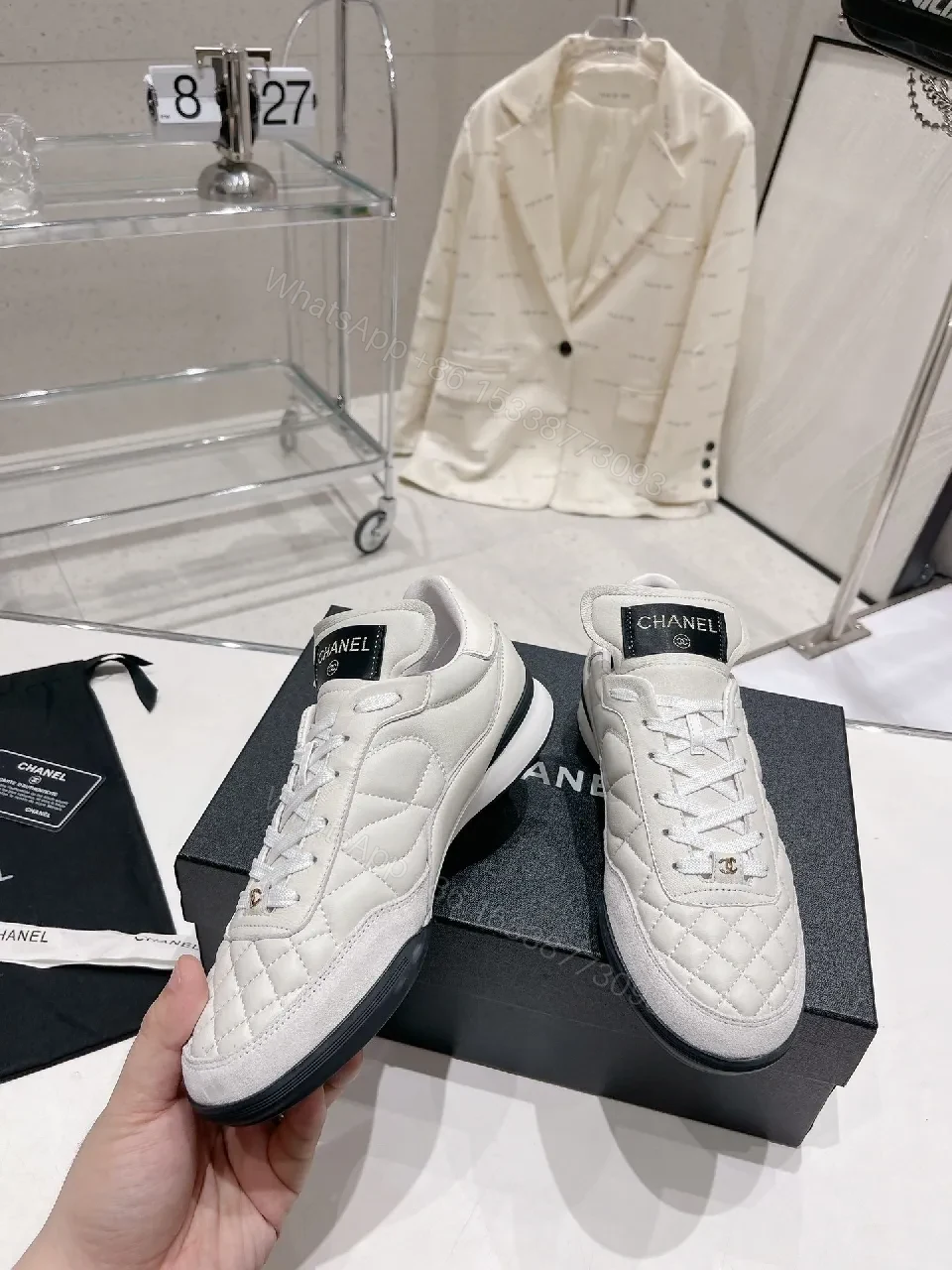 View 8 of Quilted White High-Top Sneakers, Luxe Comfort, Designer-Inspired