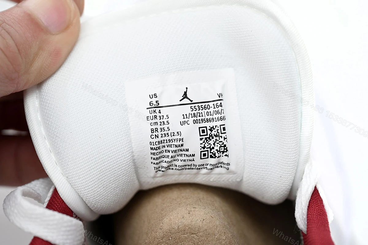 View 9 of Air Jordan 1 Low All-white Red 553560-164