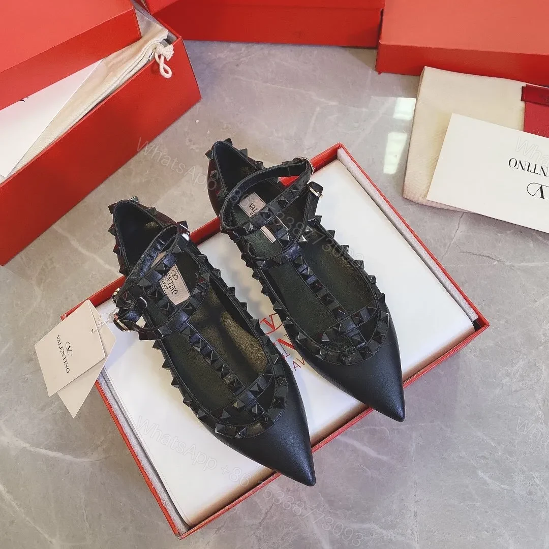 View 2 of Valentino Women Black Leather Pointed Flats