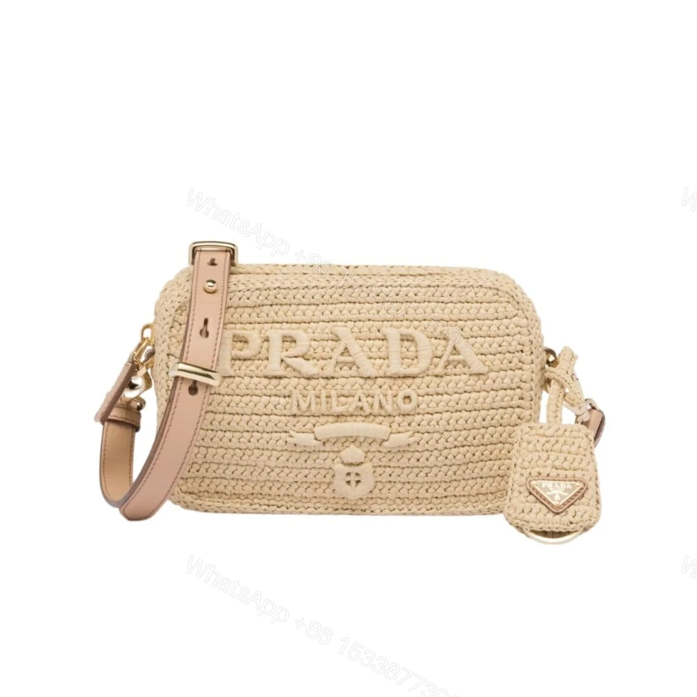 Prada Raffia Crochet Shoulder Bag Natural 20Cm 1BH196 2A2T F0018 V OUO — view 1