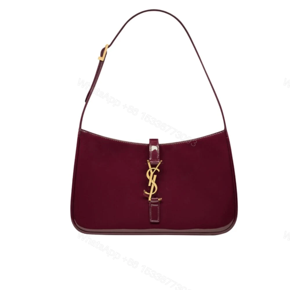 Saint Laurent Le 5 A 7 Patent Hobo Bag In Shiny Wine Red 25Cm — view 1