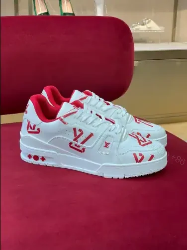 View 2 of LOUIS VUITTON TRAINER LOW-TOP SNEAKERS IN WHITE AND RED – LSVT388
