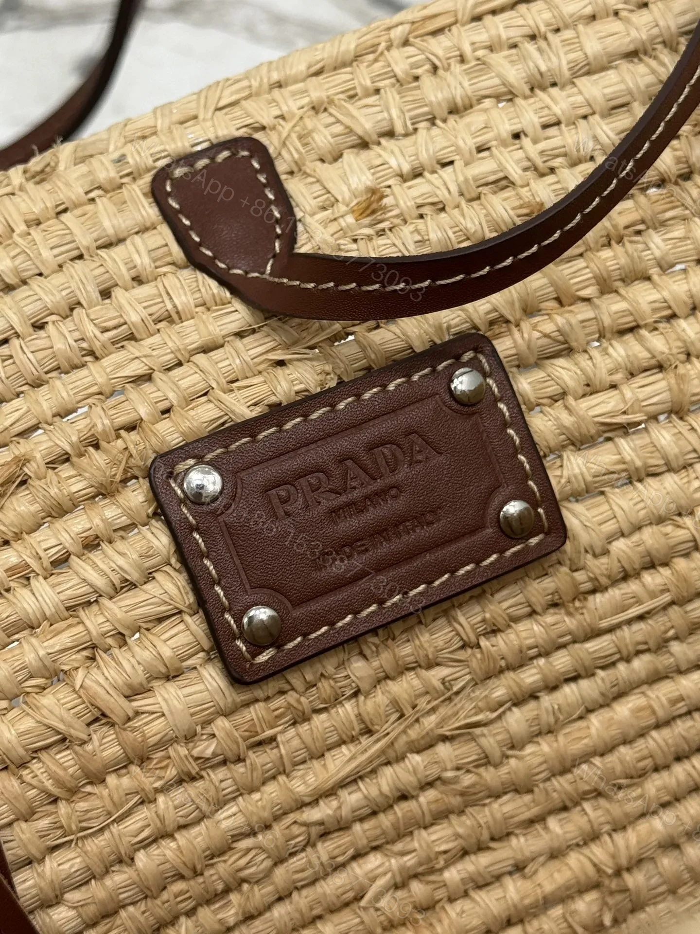 View 6 of PRADA Braided Handle Basket Bag