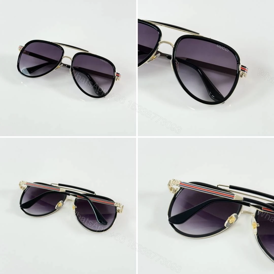 View 2 of First Copy Gucci 3748 Gold Black DC Sunglasses