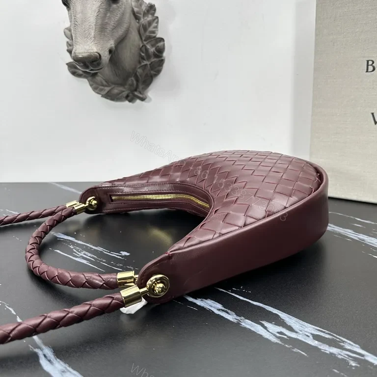View 6 of Chic Bottega-Style Crescent Bag: Woven Leather, Compact Luxury