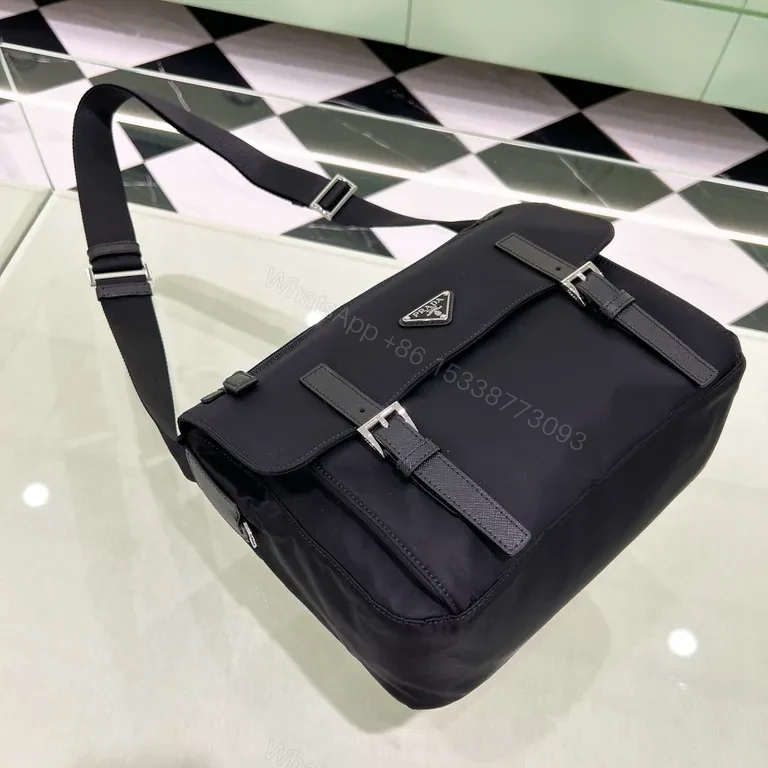 View 4 of Black Nylon Compact Messenger Bag - Prada-Inspired Luxury, Minimalist Utility