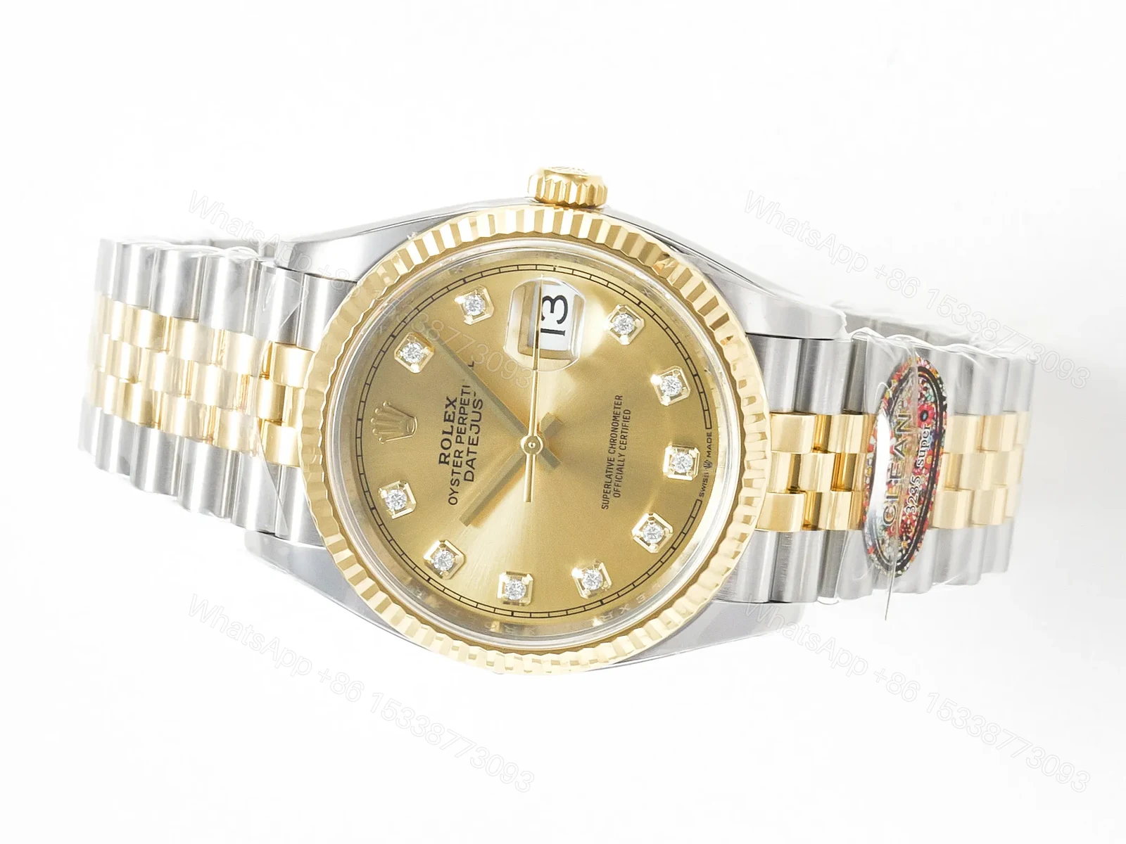 View 3 of Datejust 36mm 126233 Clean 1:1 Best Edition YG Diamonds Dial on SS/YG Jubilee Bracelet Super Clone