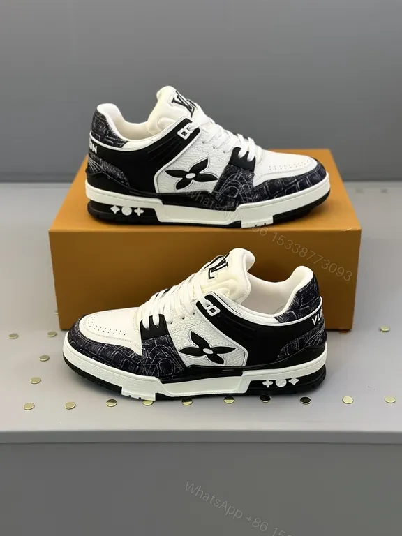 View 4 of Lux LV-Contrast Leather Sneakers: Signature Luxe Comfort
