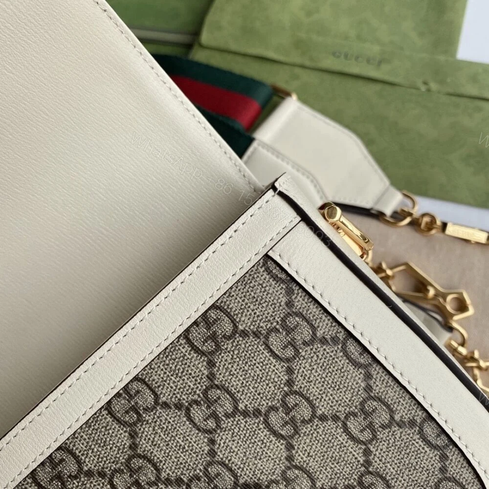 View 7 of Gucci Horsebit 1955 Mini Bag Beige And White 20Cm 658574 HUHHG 9759