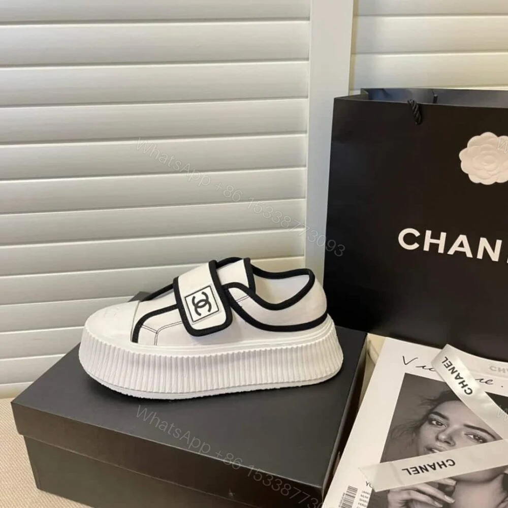 View 4 of Chanel White CC Cap Toe Slipon Sneaker White
