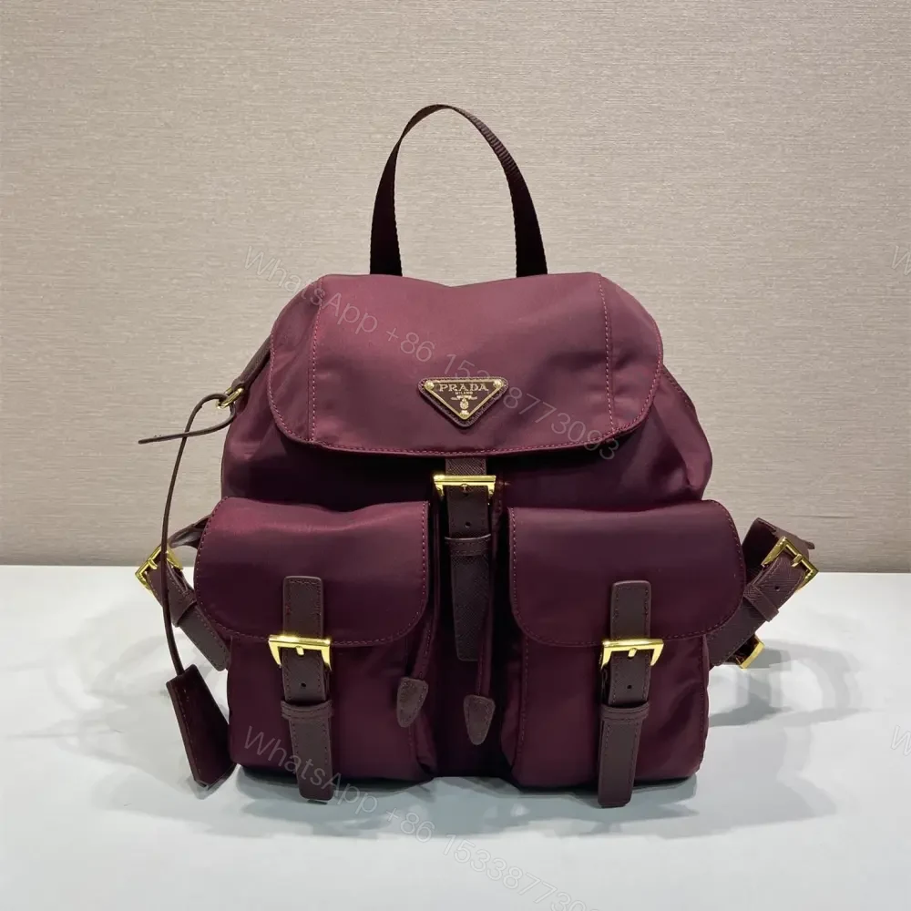 高仿Prada*RE-Nylon系列1BZ677雙肩包酒紅色小號免檢版 — view 1