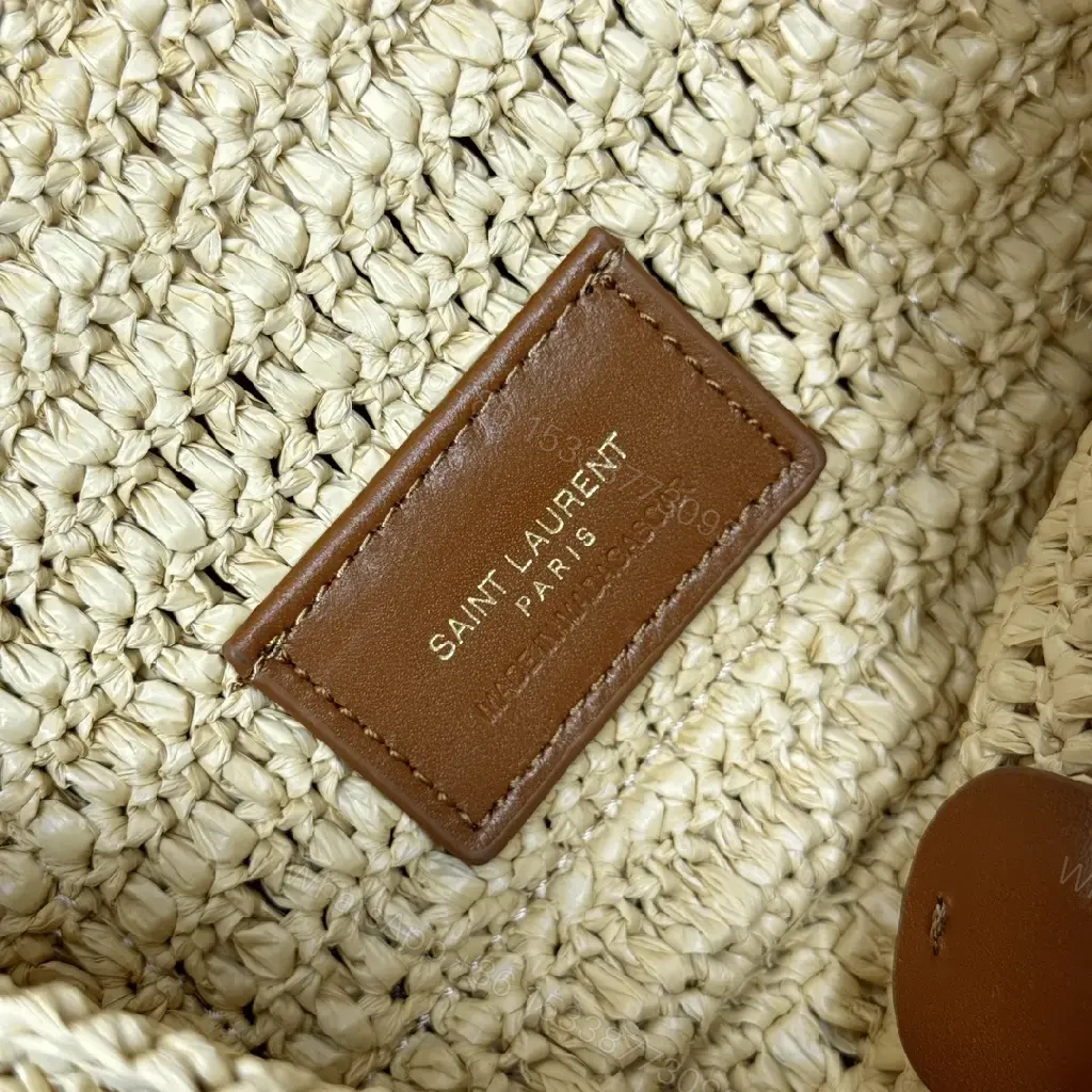 View 6 of Beige Crochet Tote: Logo-Emblem Everyday Luxury Carryall