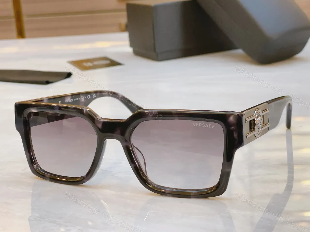 View 6 of Deep Tone Frame Luxe Sunglasses with Signature Hardware