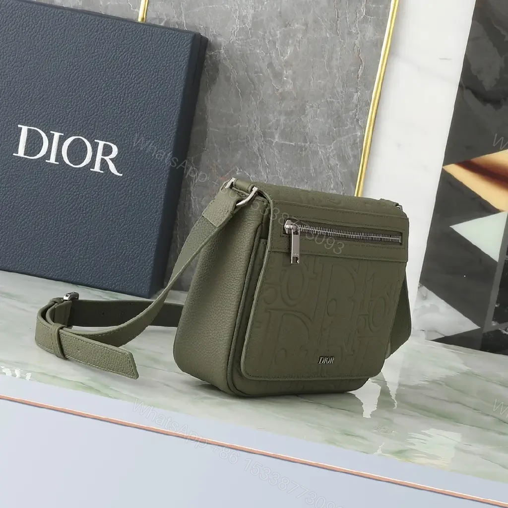 View 10 of Olive Embossed Leather Crossbody: Modern Chic, Compact
